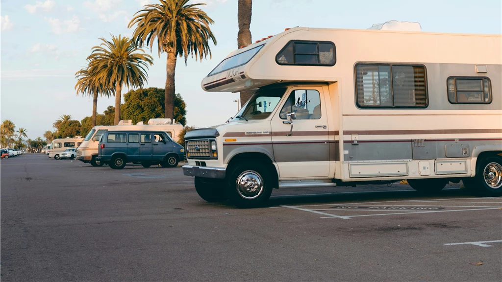 Parked White Motorhome